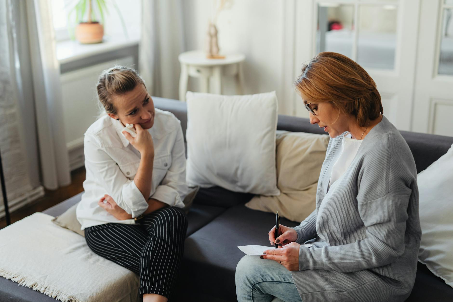 woman talking to her therapist